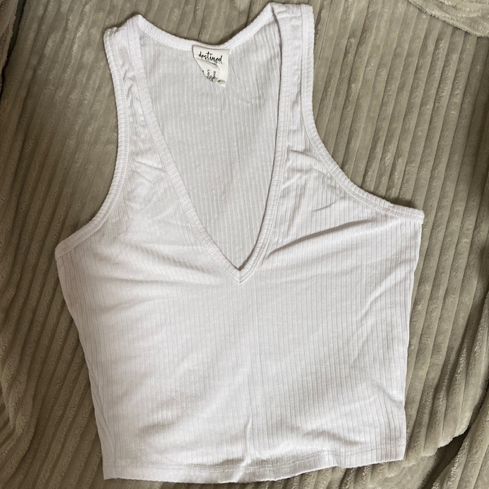 White v neck ribbed Racerback tank